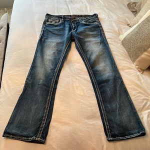 Rock Revival Corin Easy Boot Bootcut Jeans 34 x 33 Plus Excellent Condition!